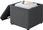 Adeco 17" Corduroy Storage Ottoman with Reversible Tray Lid, Modern Square Footstool for Living Room, RV & Dorm, Sturdy 355lbs Capacity Coffee Table & Side Table, Gray