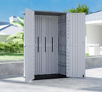 HOMSPARK Storage Shed Weather Resistance, Multi-Purpose Outdoor Storage Cabinet for Backyards and Patios, Horizontal Storage Shed for Lawnmower, Patio Accessories (White, Tall - 53 cu.ft)