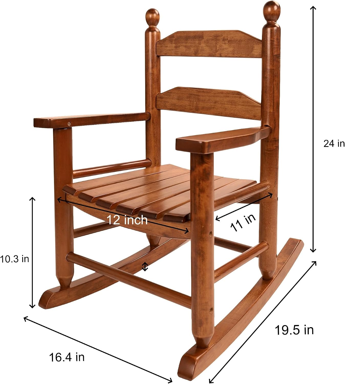 Kids Rocking Chair Comfy Wooden Rocker for Toddler Ages 3-6 Baby Child Chair Indoor Outdoor Children Playroom Anti-Tip Design Safe & Sturdy Brown