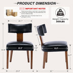 HNY Century Modern Dining Chairs Set of 6, Farmhouse PU Leather Upholstered Accent Chair Curved Backrest Kitchen Chairs, with Hardwood Frame, Black 6PC