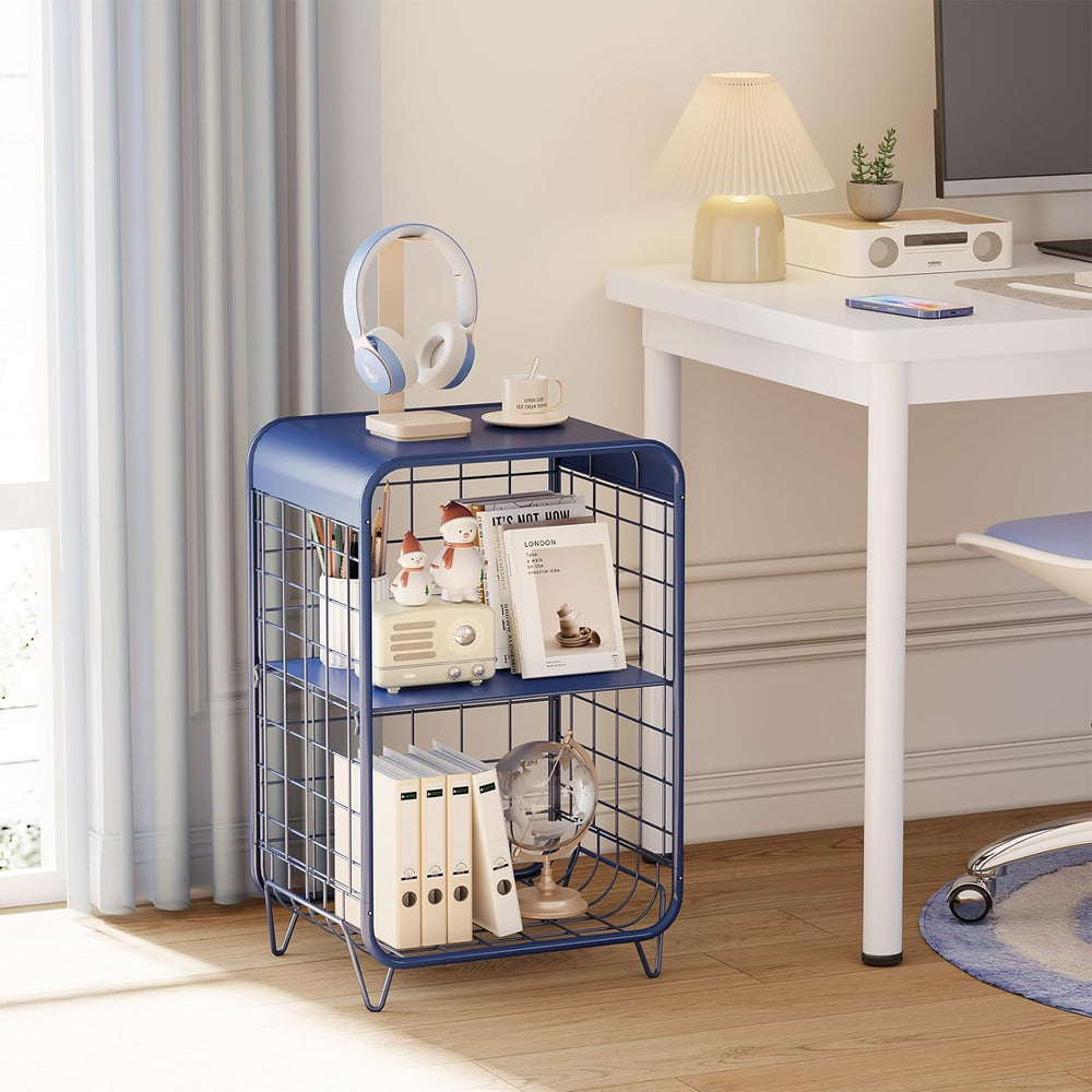 APEXCHASER Cute Nightstand,Metal Side Table,3-Tier Modern End Table with Stor...