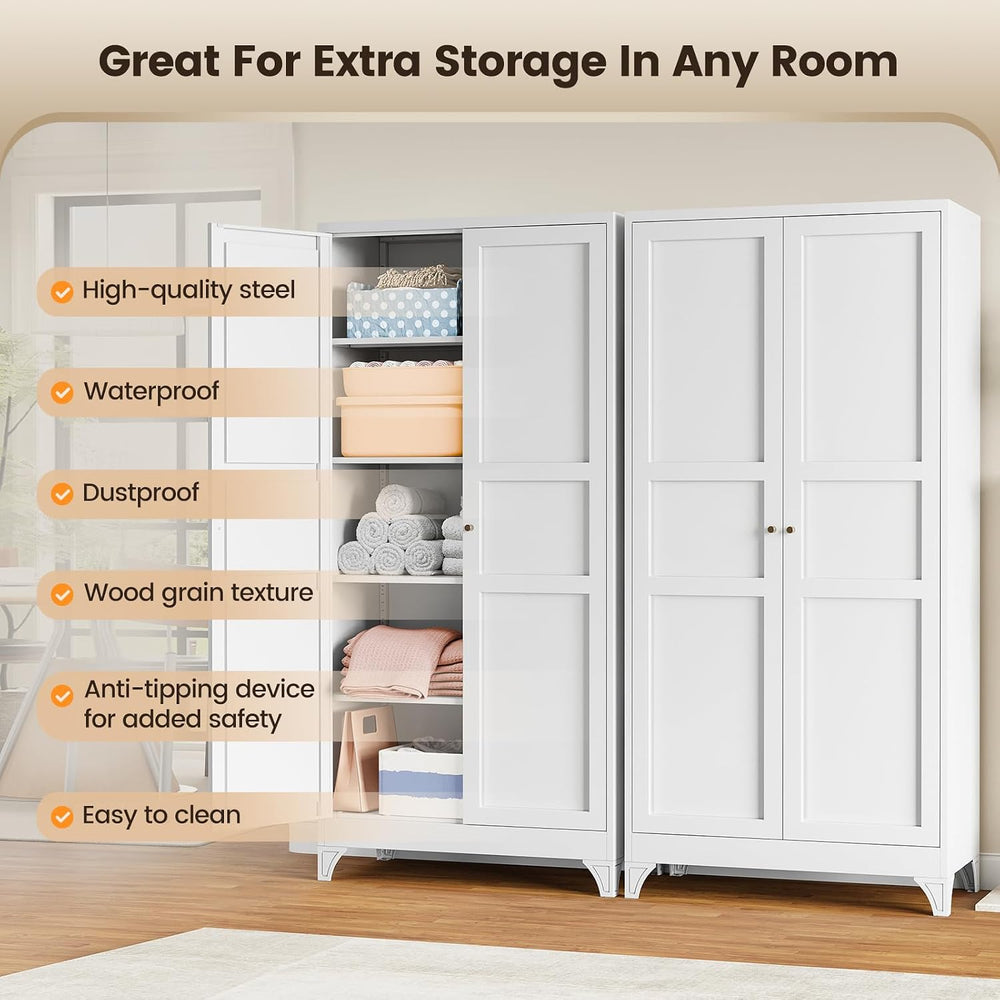 Yizosh Metal Storage Cabinet with 2 Doors and Adjustable Shelves - 61" W...