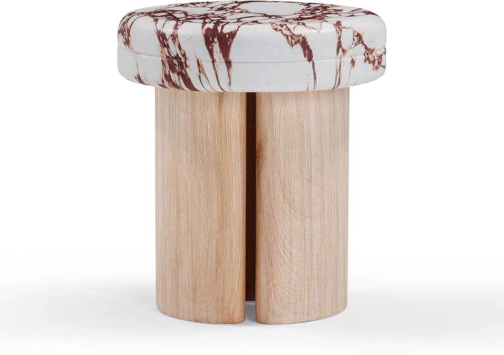 Tov Furniture Sheila Wood and Breccia Capraia Textured Concrete Side Table