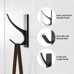pickpiff Self Adhesive Coat Hooks for Hanging: Heavy Duty Stainless Wall Hook for Towel, Backpack, Hat, Sturdy Metal Hanger, 6-Pack, Matt Black