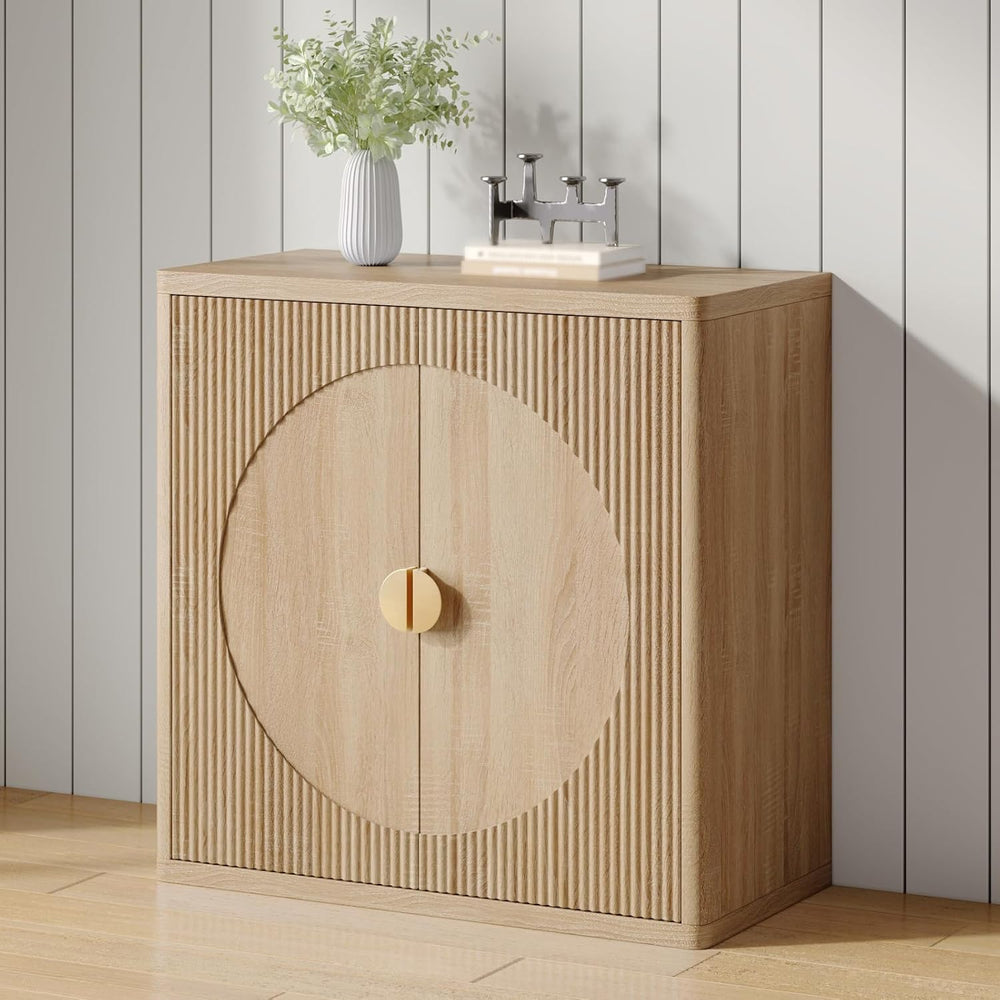 31.5" Fluted Sideboard Cabinet with Shelves & Soft-Close Doors(1,Lig...