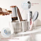 Hair Tool Organizer, Acrylic Hot Tools Organizer with 2 Stainless Steel Cups, Hair Tool Holder Wall Mount & Countertop for Dryer, Curling Iron & Brushes for Bathroom Vanity CHOCHOYAH