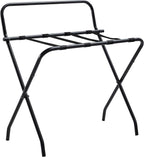 Kings Brand Furniture - Metal Foldable Luggage Rack, Suitcase Stand with Back, Black