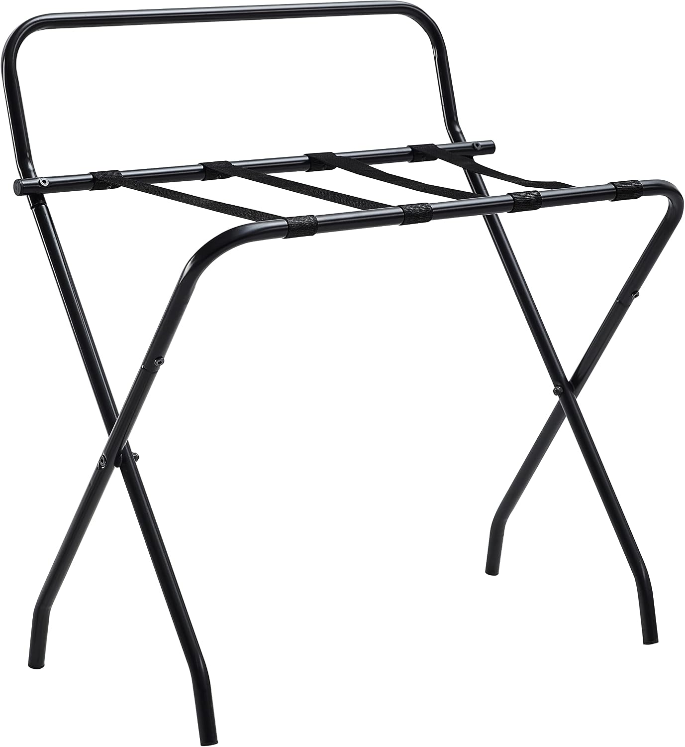 Kings Brand Furniture - Metal Foldable Luggage Rack, Suitcase Stand with Back, Black