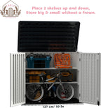 EHHLY 35 Cuft Outdoor Storage Shed Shelf, Outdoor Storage Cabinet Shelves for 4x2.5 Ft Shed, Horizontal Resin Storage Shed Accessories, White