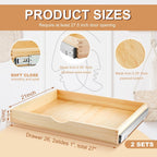 Menkxi 2 Set Pull out Tray Cabinet Organizer Wooden Pull Drawers storage Slide out Pantry Shelf for Base Cabinet Kitchen Gentle Close Fully Assembled Accessories(Wood Color,27'' X 21'' X 3")