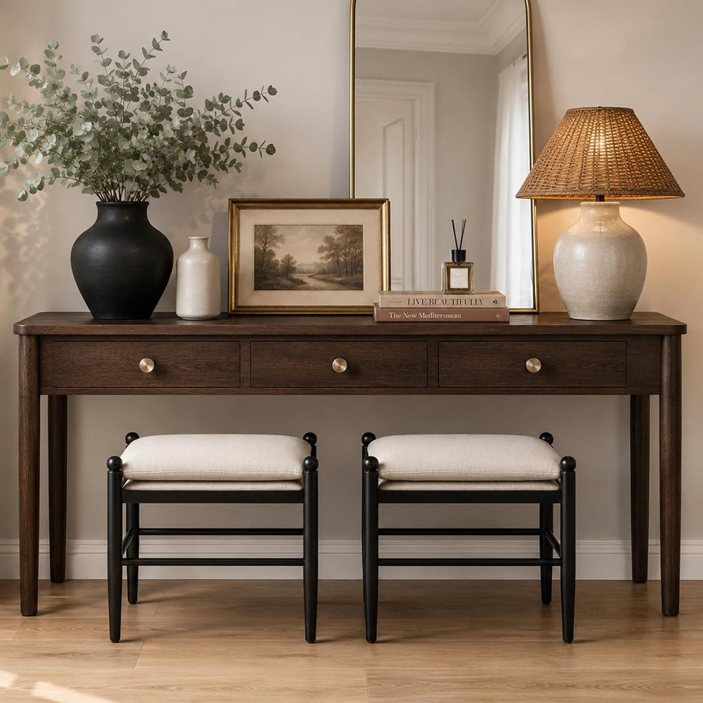 Kmax Ottoman Bench, 19 Inch Tall Vanity Makeup Chairs No Wheels, Upholstered ...