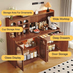 Kitchen Pantry Storage Cabinet, Tall Kitchen Storage Hutch Cabinet, Sideboard Buffet Cupboard, Freestanding Cupboard, for Bedroom, Dining Room, Office(Brown,125x100cm/49.2x39.4in)
