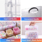 VTG Bead Organizer Box, 84 Pcs Small Plastic Containers with Lids, 4-Tier Stackable Storage Box, Clear Organizers for Jewelry Toys Craft Storage