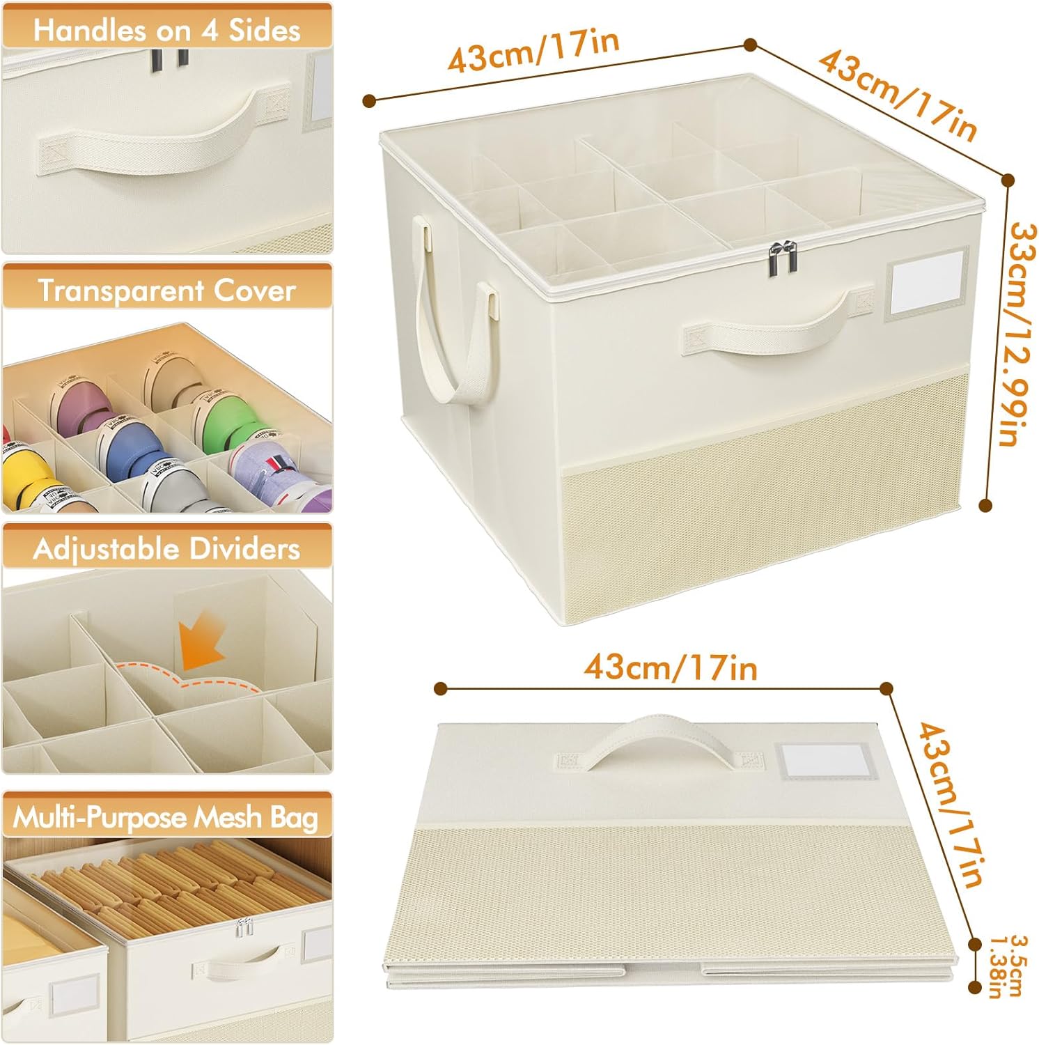 Plus Size 2 Pack Shoe Organizer for Closet, Foldable Shoe Storage Box | 16–24 Pair Shoe Storage for Sneakers, Boots & Heels with Adjustable Dividers, Clear Cover & Space Saving Closet Storage
