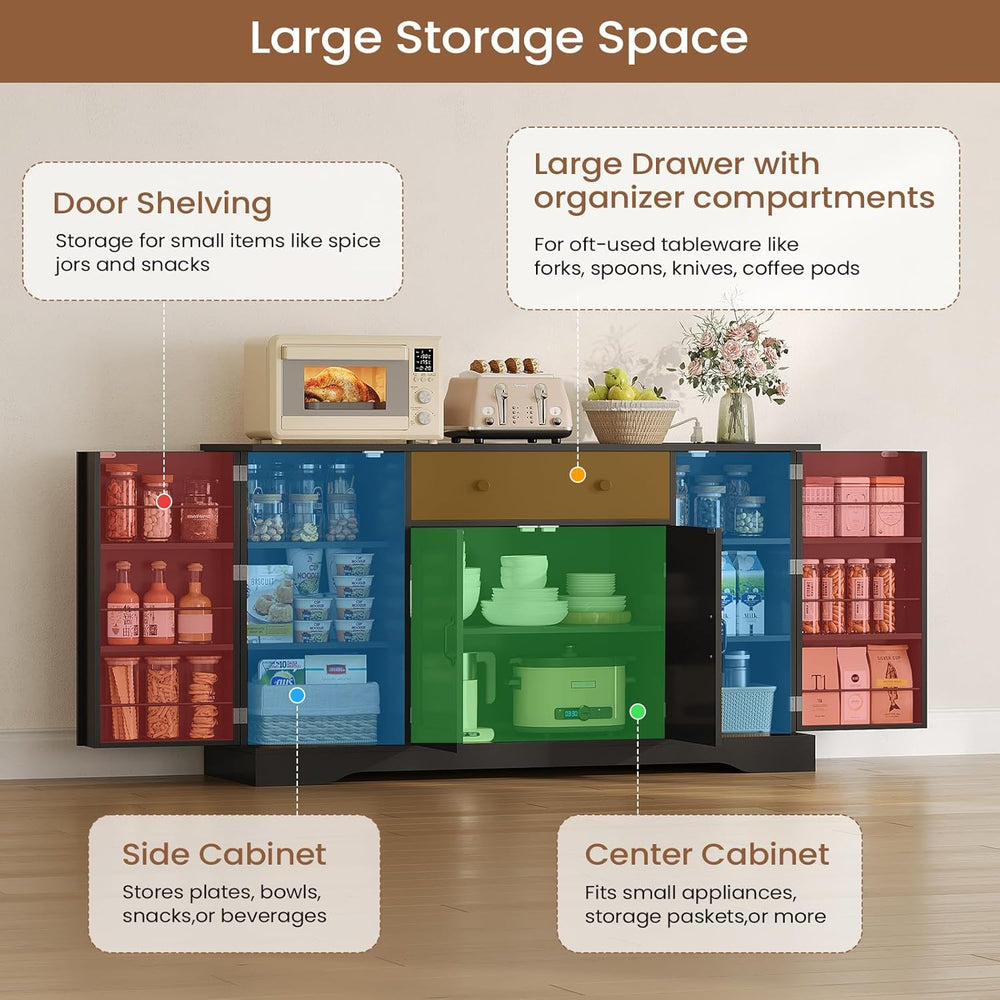 Brinlawb Buffet Cabinet with Storage & Charging Station, 53" Farmhou...