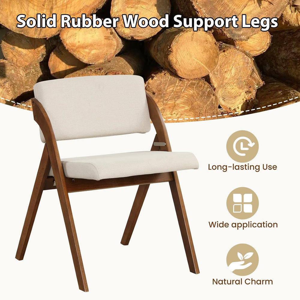 POWERSTONE Folding Chairs Set of 2 with Cushion, Modern Foldable Kitchen Dini...