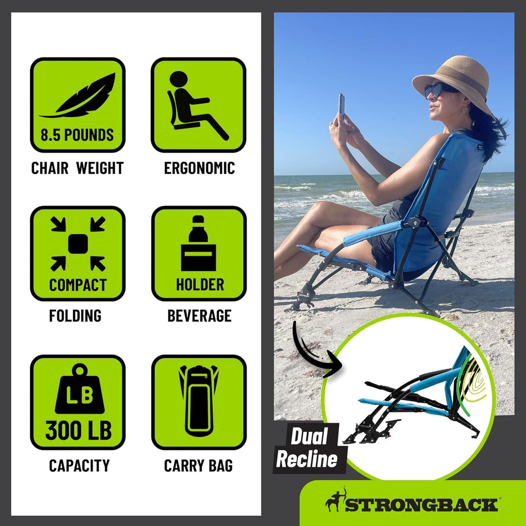 STRONGBACK Beach Chairs - Low Gravity Portable Beach Chair | 0