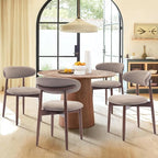 COLAMY Wooden Dining Chairs Set of 4, Modern Fabric Upholstered Dining Room Chair, Farmhouse Kitchen Chairs with Foot Pegs, Camel
