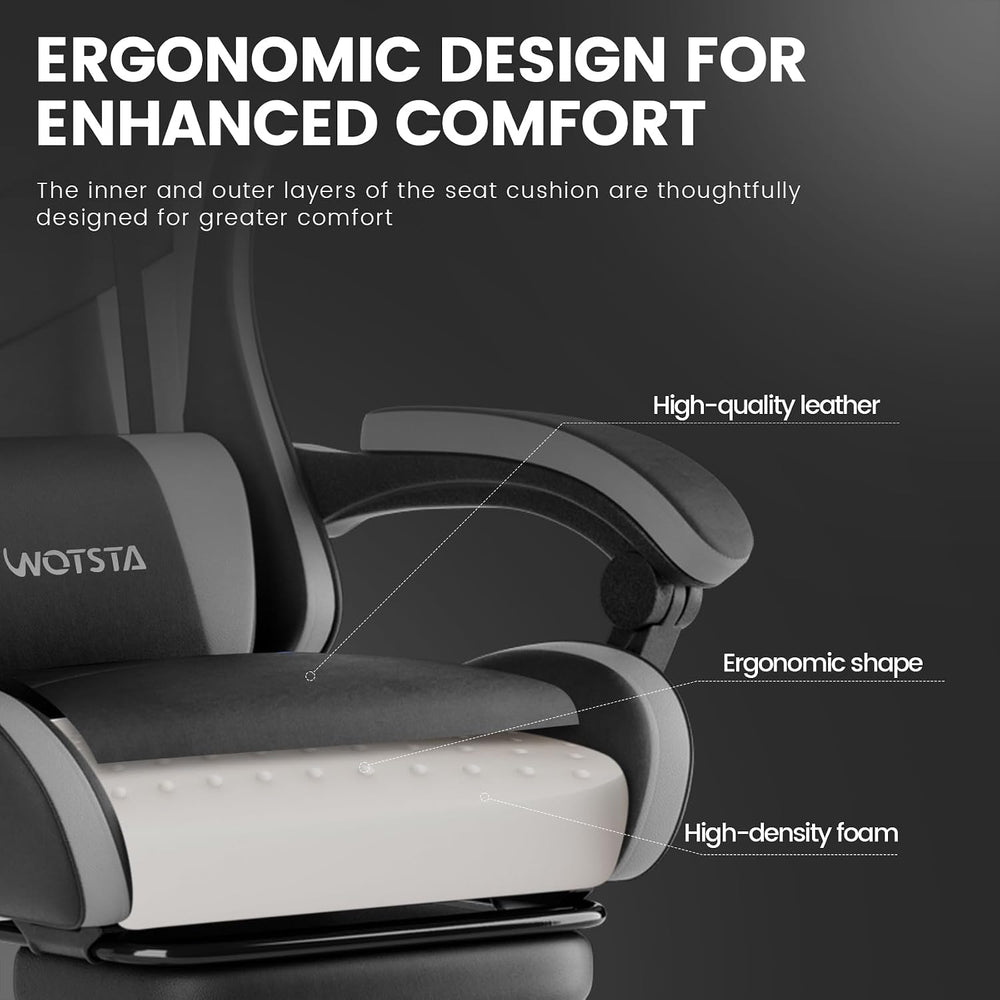 Ergonomic Gaming & Office Chair, Footrest, Racing Design Black/Grey | PVC...