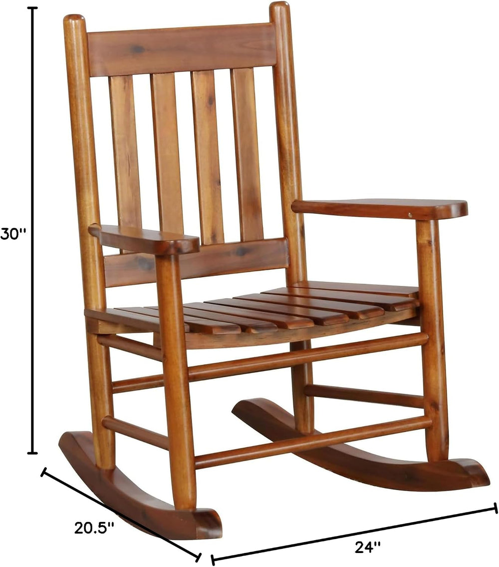 Golden Brown Slat Back Youth Rocking Chair