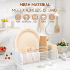 Utensil Caddy for Party - Paper Plate Holder ,Utensil Silverware Caddy Utensil Holder Paper plate Organizer with 6 Compartments for Party, Camping, Picnic