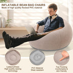Lunmon 2 Pcs Small Bean Bag Chair Inflatable Lazy Sofa,Brown