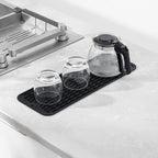 Silicone Dish Drying Mat for Multiple Usage,Easy clean,Eco-friendly,Heat-resistant Silicone Mat for Kitchen Counter,Sink,Bar,Bottle,or Cup Black M 17 inches x 6 inches
