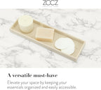 ZCCZ -Beige Bathroom Accessories Set 4 Pcs - Toothbrush Holder, Soap Dispenser, Vanity Tray, Bathroom Tumbler - Countertop Vanity Organizer - Bathroom Accessory Set- Toothbrush Holder Set, Stone Sets