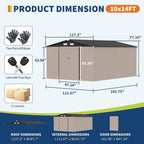10x14 FT Metal Storage Sheds Outdoor, Metal ToolShed with Lockable Door, Metals Yard Sheds Metals Garden Shed Kit, MetalUtility Sheds Buildings with Air Vent for Backyard Garden Patio Lawn