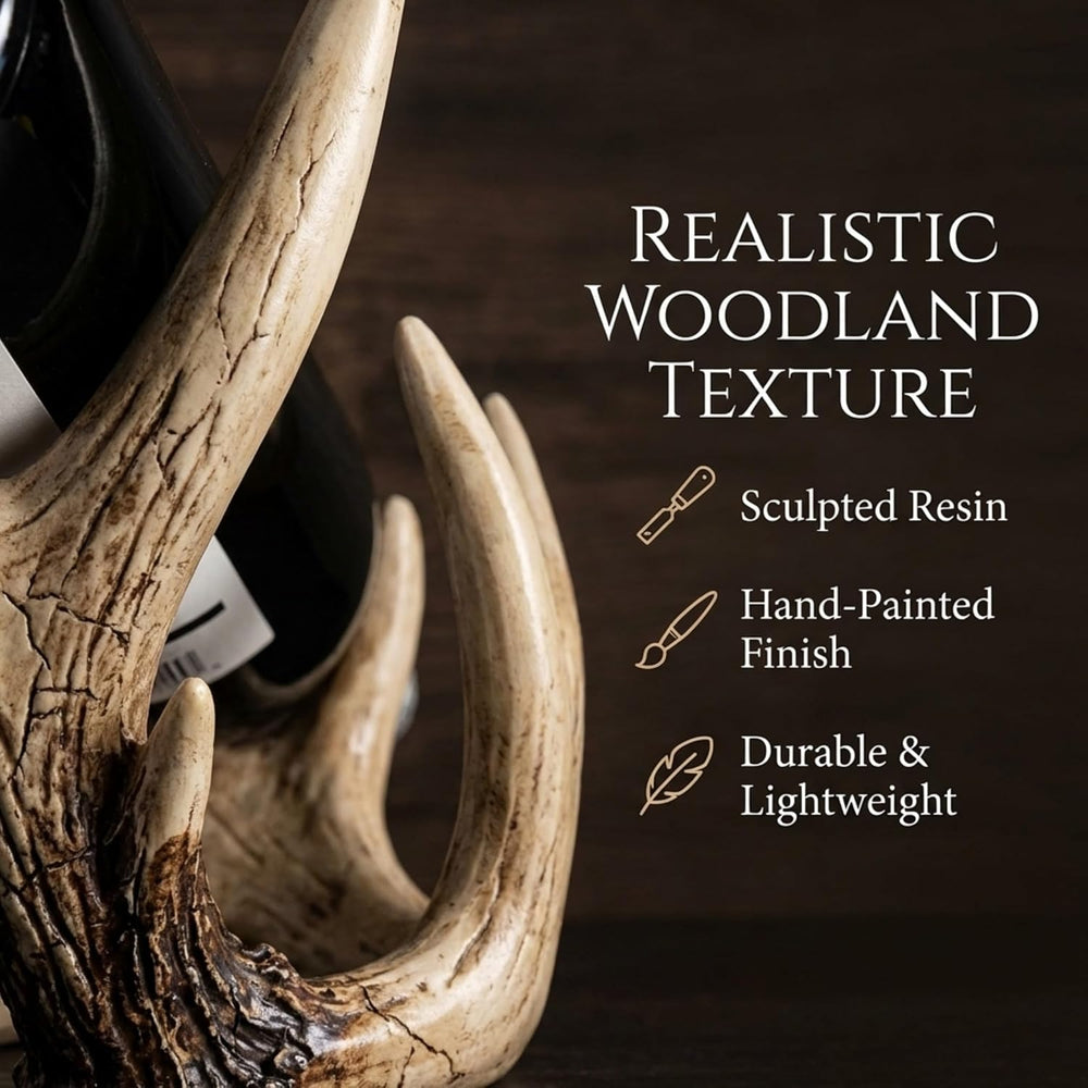 The Bridge Collection Antler Wine Bottle Holder – Rustic Deer Antler Bar and ...