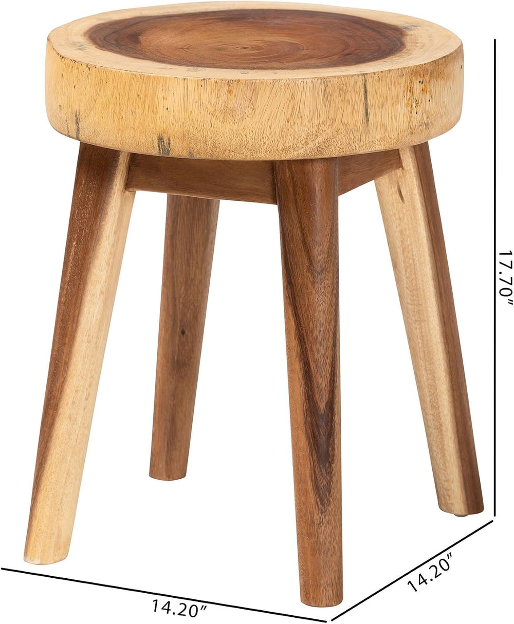 bali & pari Jia Suar Wood End Table - Handcrafted Side Table with Live Ed...