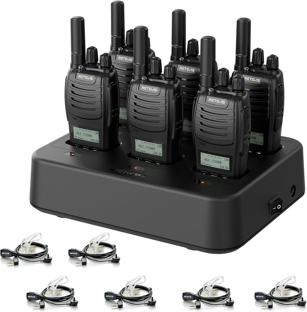 Retevis H777D Walkie Talkies with Earpiece, Long Range 2 Way Radio(6 Pack)