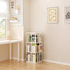 Square Rotating Bookshelf Tower - 360 Spinning Display Corner Bookcase for Narrow Space, Modern 3-Tier Revolving Storage Shelf, White