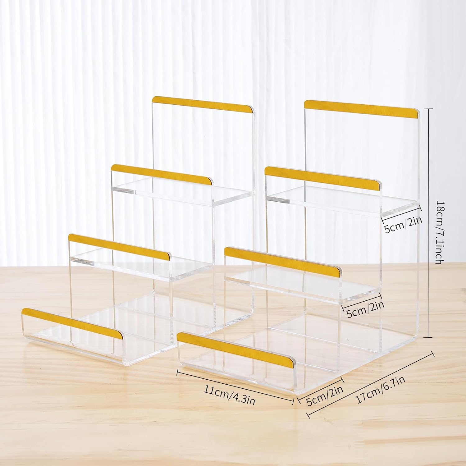 2 Pack 3-Tier Purse Display Stands, Acrylic Wallet Holder Risers Stand, 2-Inch Spacing Clear Clutch Rack Handbag Display Shelf, 4MM Thick Counter Wallet Organizer for Figure Sunglasses Retail Vendor