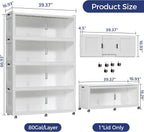 320GAL Extra Large Storage Bins with Lid, 1280QT Collapsible Organizer with Wheels, Stackable Closet Cabinet with Doors, Folding Storage Containers for Home, Office, Kitchen, 4Pack White