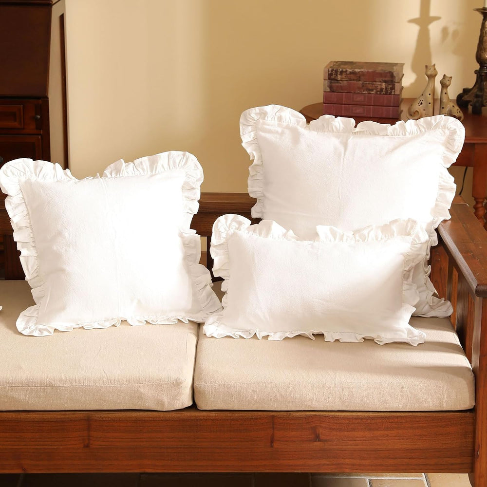 patdrea Designer Vintage White Throw Pillow Covers,Set of 2,12"x20"