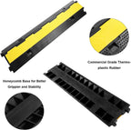 Reliancer 3 Pack Dual Channel Rubber Cable Protector Ramp 2 Channel Traffic Speed Bump 11000lbs Capacity Heavy Duty Driveway Hose Cover Ramp Cord Track Protector Wires Concealer w/Flip-Open Top Cover