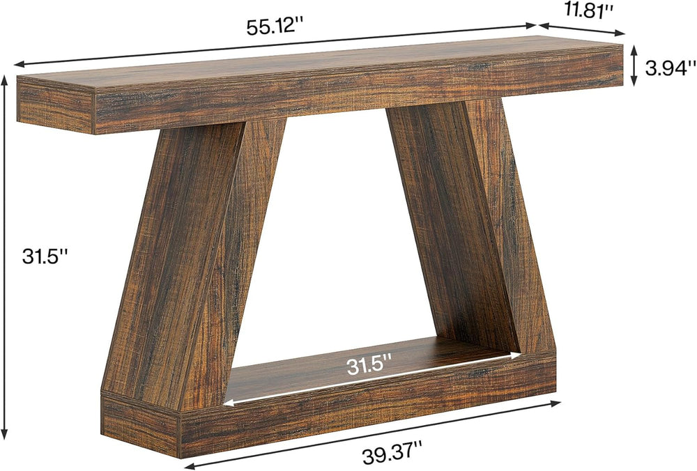 Tribesigns Farmhouse Console Table, 55-Inch Rustic Sofa Table with Storage, I...