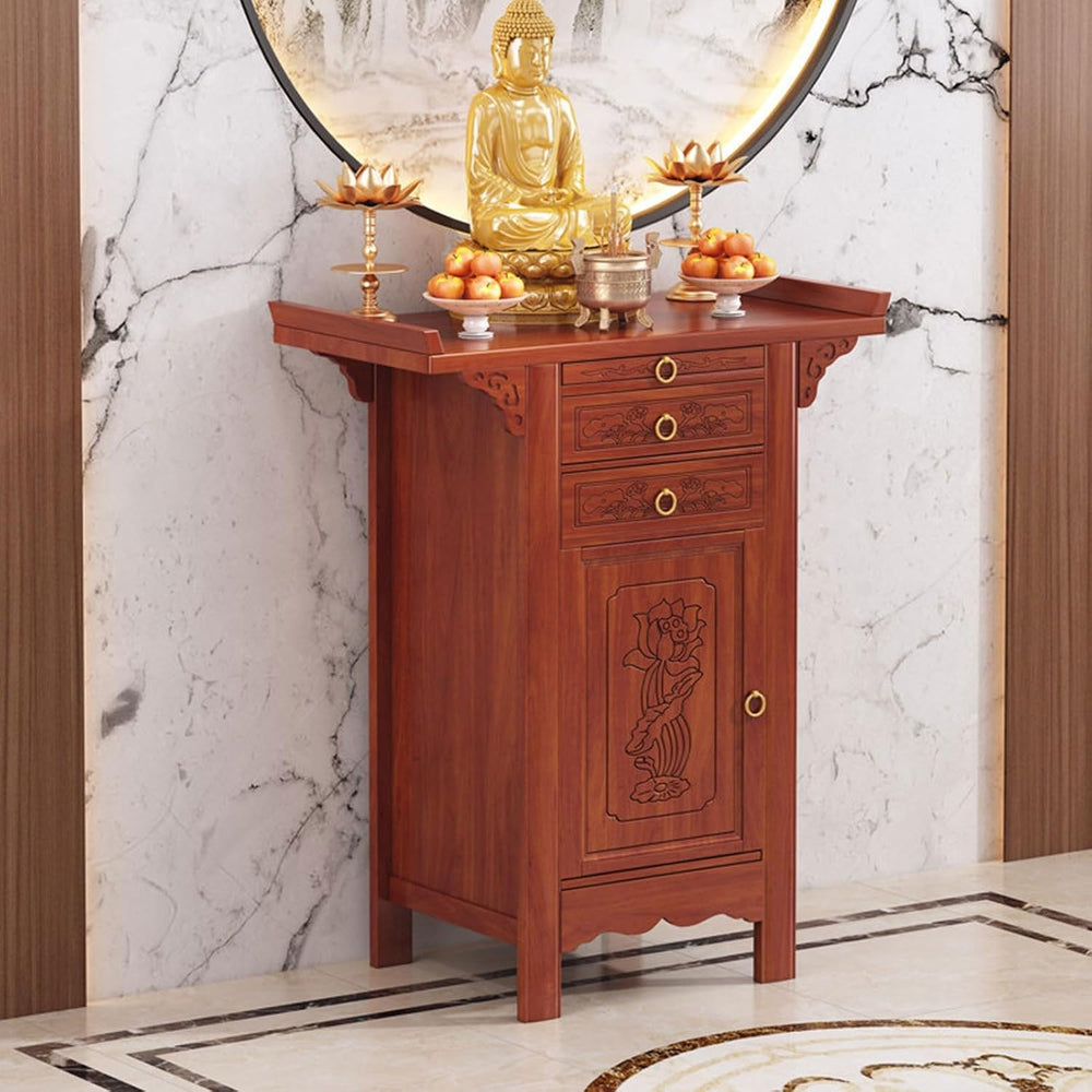 Free Standing Altar Table, Multifunction Meditation Altar Table with Drawer a...