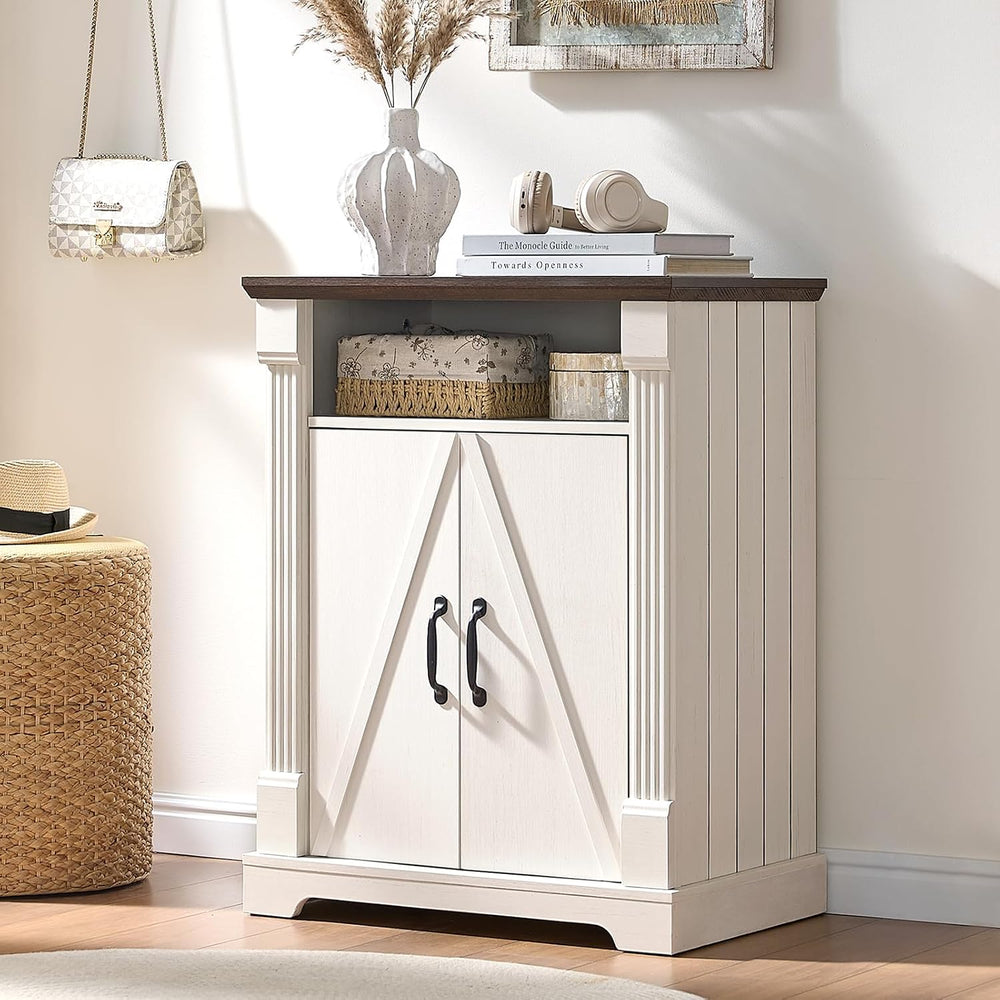 BuildHom 24" Farmhouse Storage Cabinet with Barn Doors, Coffee Bar Cabinet