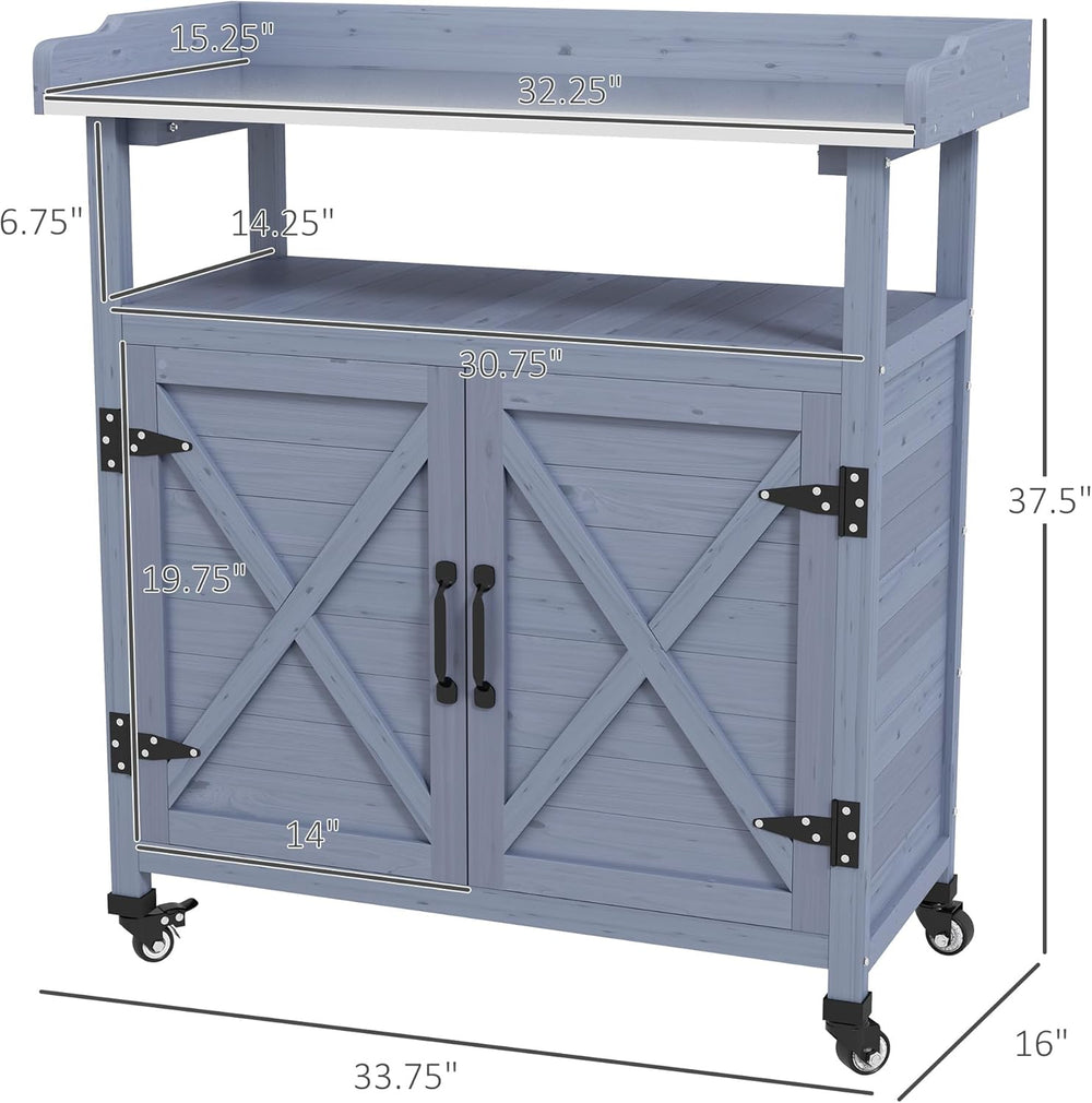 34" Rustic Freestanding Storage Chest, Accent Cabinets with Braked Wheel...