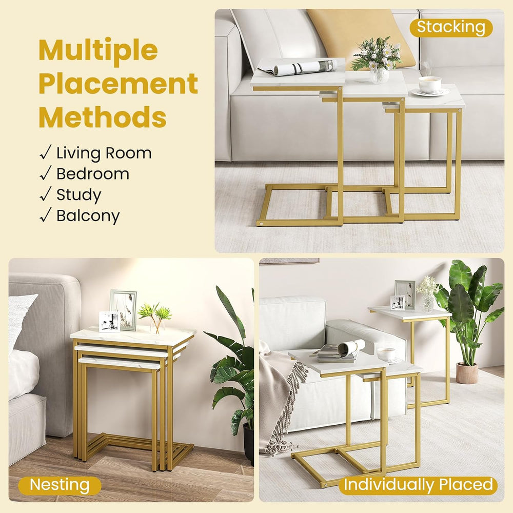 GOFLAME Nesting Coffee Tables Set of 3, Rectangular Nesting Center Table with...