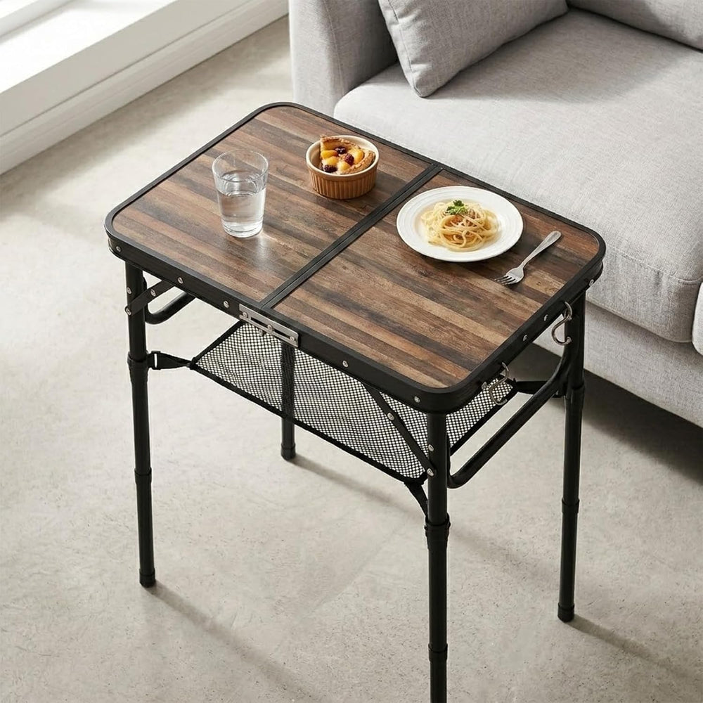 Folding TV Dinner Tray Table, Adjustable Height Sofa Snack Table | Portable T...