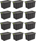 Sterilite 12-Pack Storage Bins with Lids, Heavy Duty Totes, Tuff1, 30 Gallon, Flat Gray