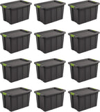 Sterilite 12-Pack Storage Bins with Lids, Heavy Duty Totes, Tuff1, 30 Gallon, Flat Gray