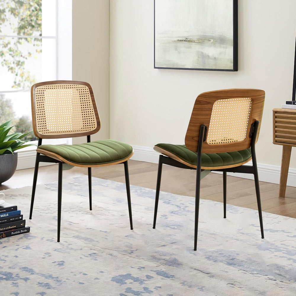 LUNLING Dining Chairs Set of 4 Mid Century Modern Retro Green Velvet Kitchen ...