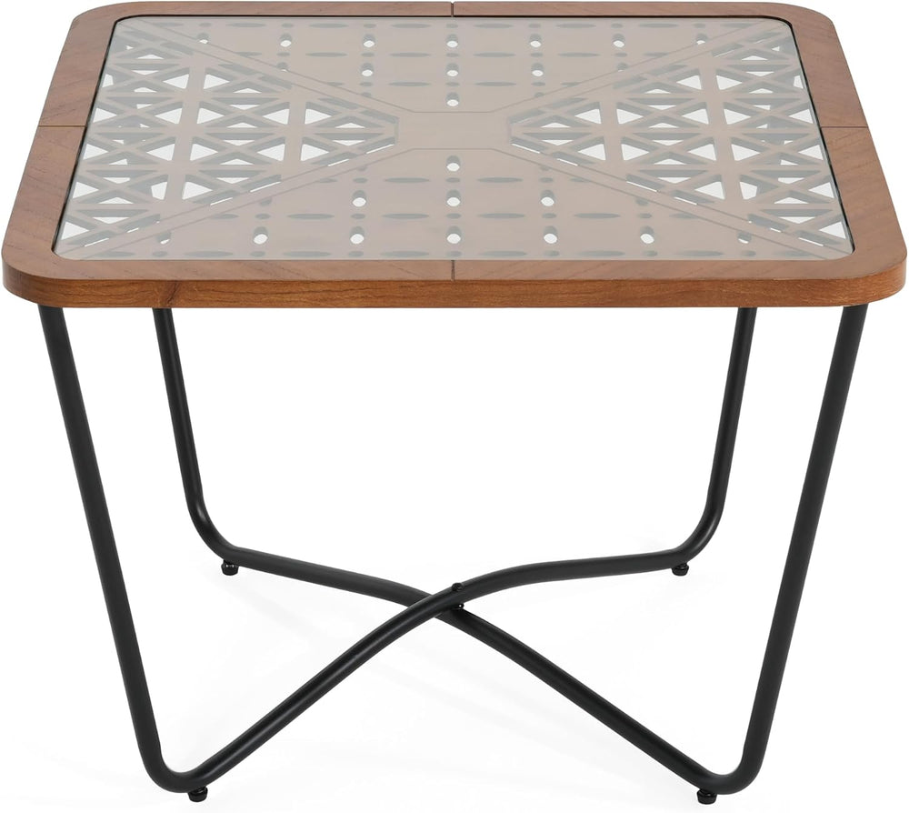Christopher Knight Home Lyle Industrial Coffee Table with Geometric Glass Top...