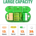 Weekly Pill Organizer 3X a Day, 7 Day Pill Box 3 Times, Portable for Travel Pill Case for Pills/Vitamin/Fish Oil/Medication/Supplements (3x7 Green)