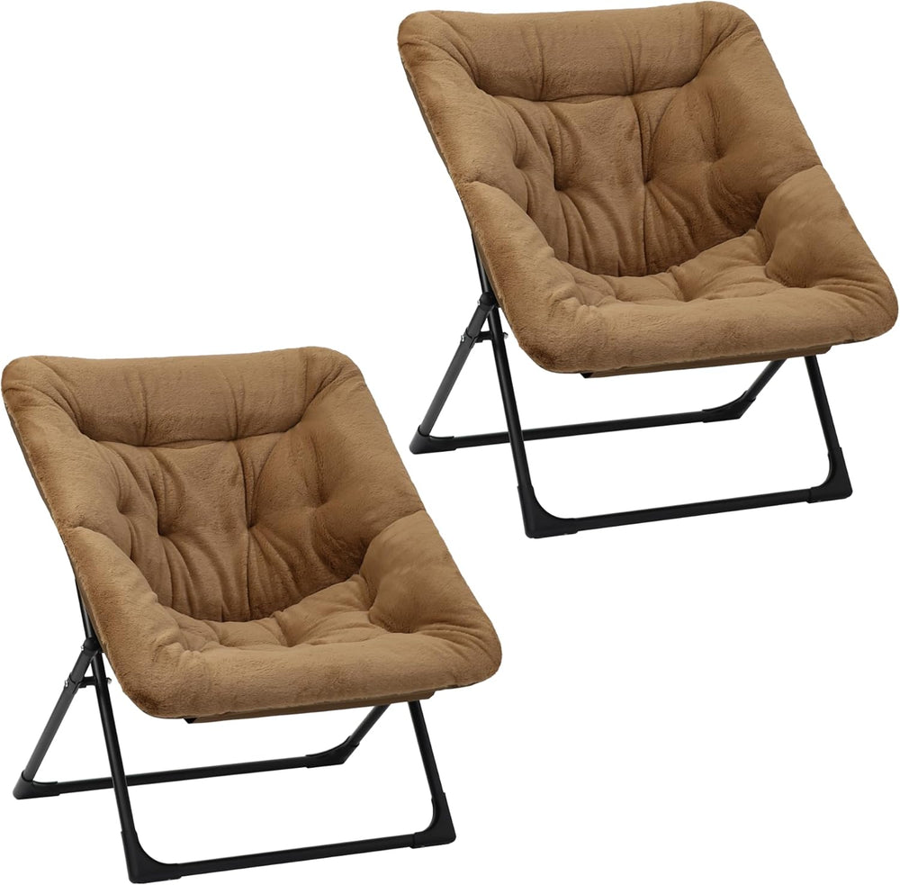 Comfy Saucer Chair for Adults, Set of 2, Soft Faux Fur Bedroom Chair, Accent ...