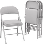GarveeHome 4 Pack Folding Chairs with Padded Cushions, Padded Foldable Chair Hold Up to 350 LB, Portable Grey Folding Chair Suitable for Dining Room, Home Office, Indoor and Outdoor Events